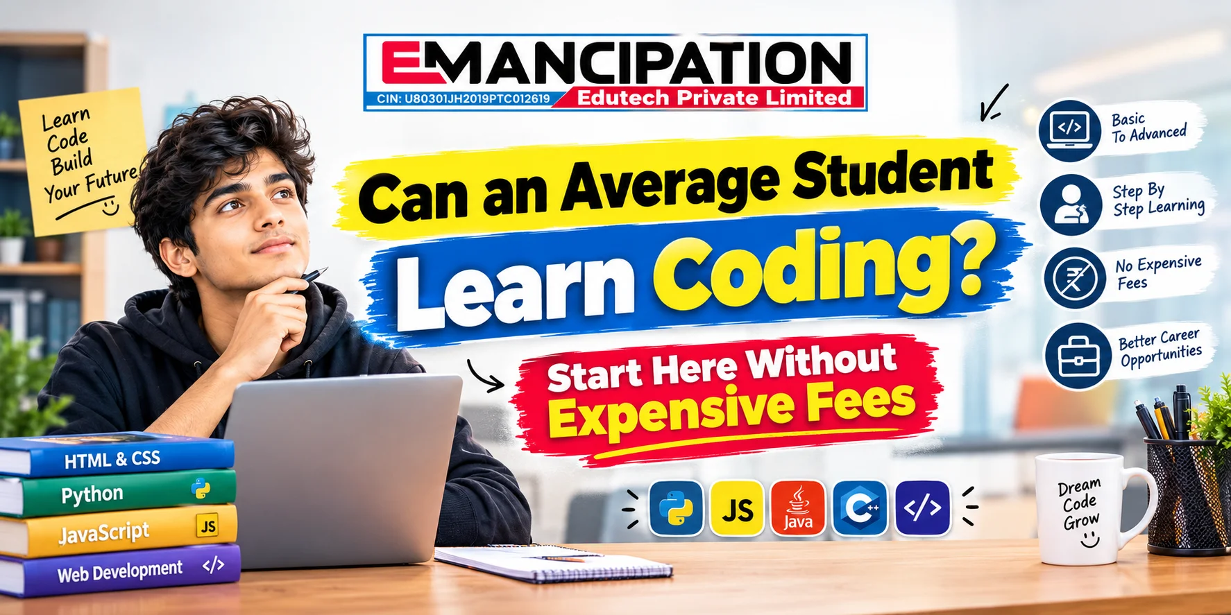 Can an average student learn coding? Start here without expensive fees